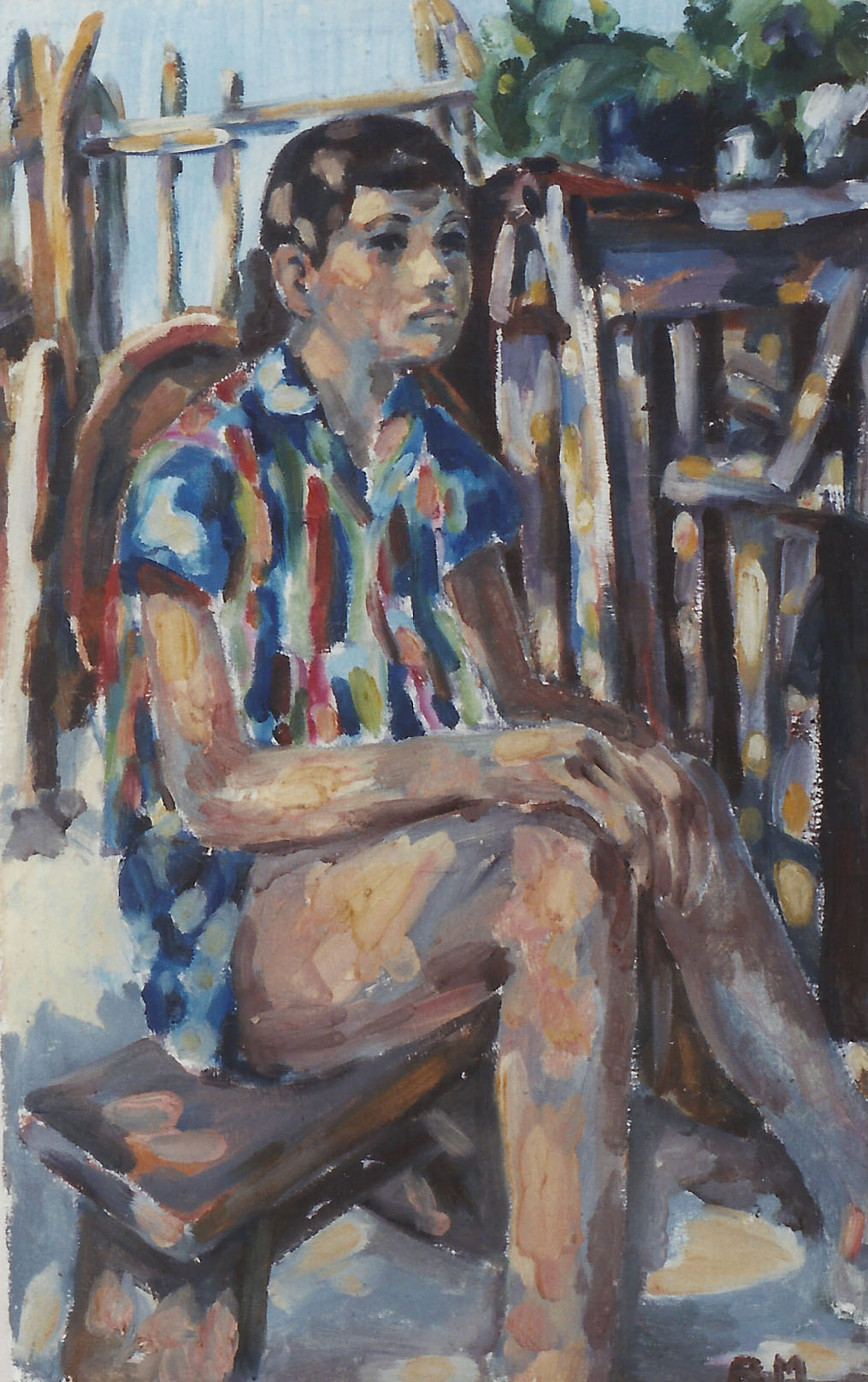 Ragazzo seduro,1964. Olio su tela,66 x 42 cm