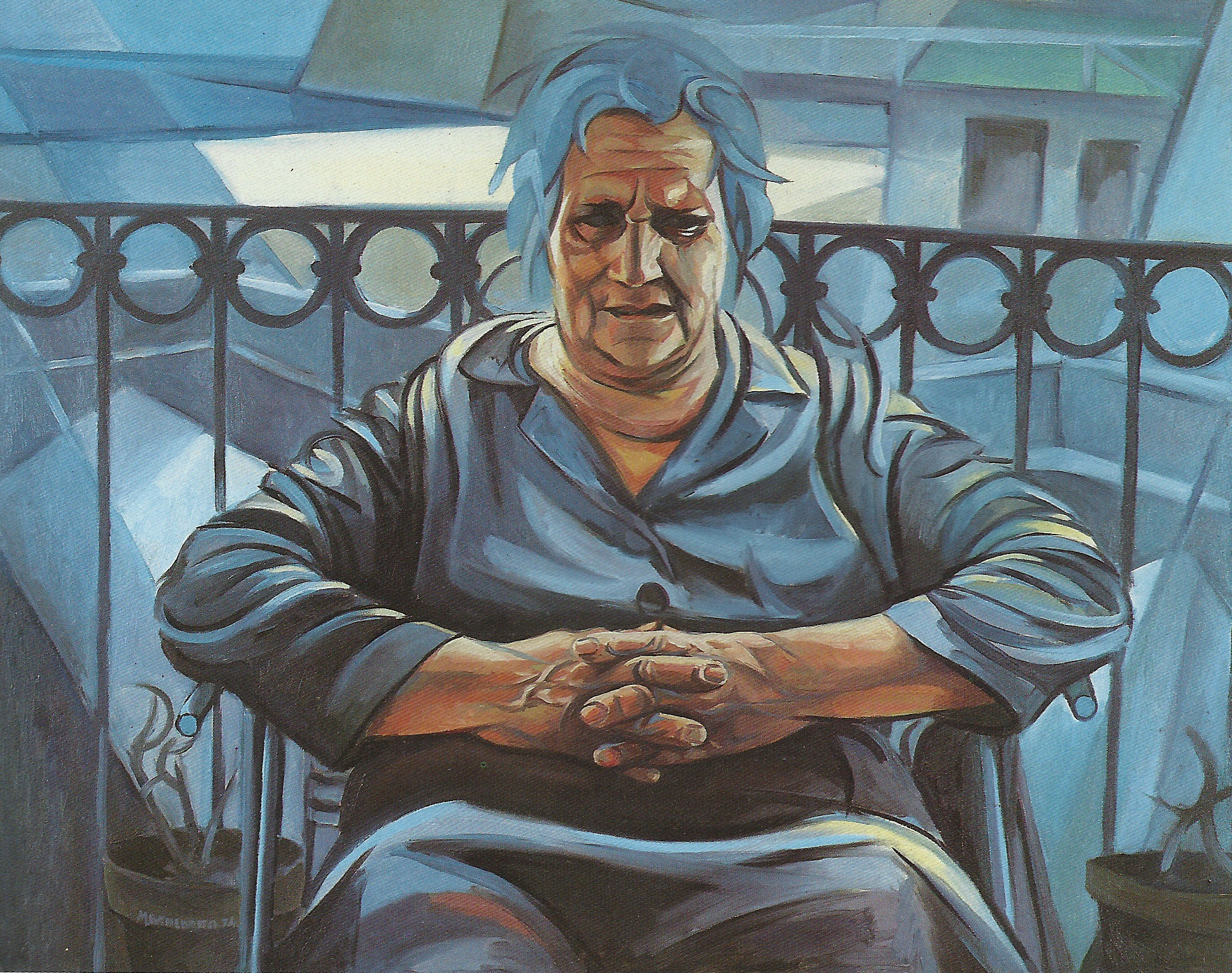 Ricordando Boccioni, 1974.Olio su tela,70 x 90 cm